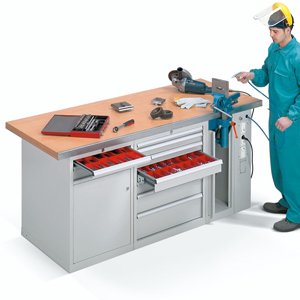 Werkbank mit Schrankunterbau
